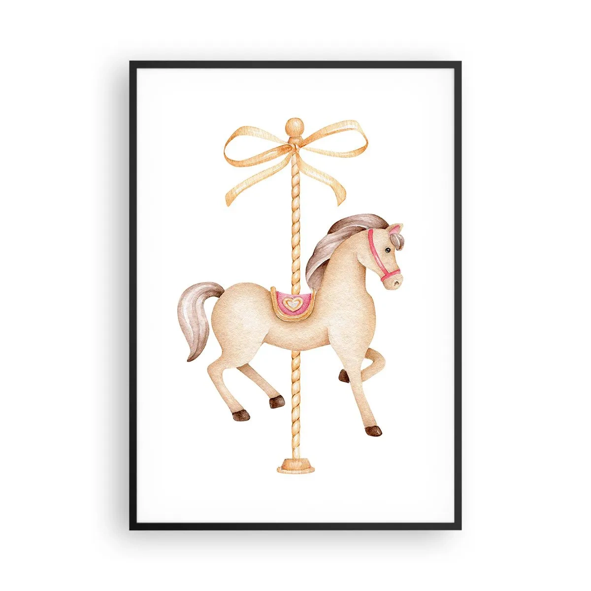 Póster en marco negro - Al trote grácil - 70x100 cm