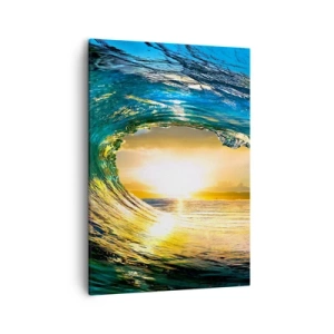 Cuadro sobre lienzo - Impresión de Imagen - Ola del océano bajo el sol con vistas al horizonte. - 50x70cm - Ojo de esperanza - Decoración de pared moderna para salón y dormitorio ARTTOR