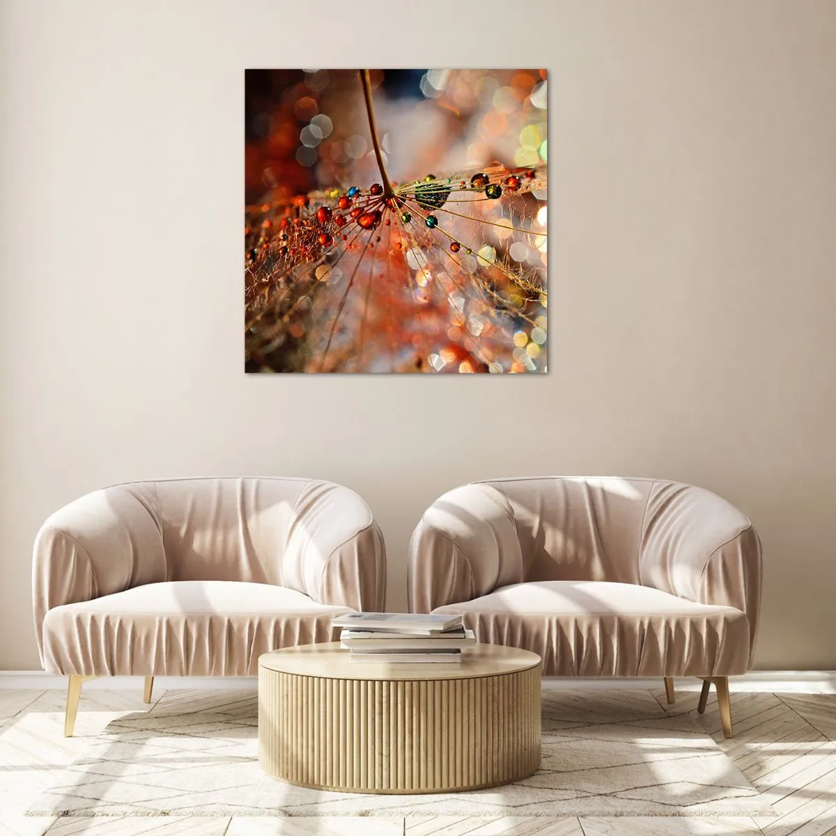 Cuadro sobre vidrio - Impresiones sobre Vidrio - En una tela de araña - 70x70 cm