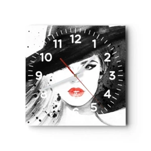 Reloj de pared - Reloj de vidrio - Dama de negro - 30x30 cm
