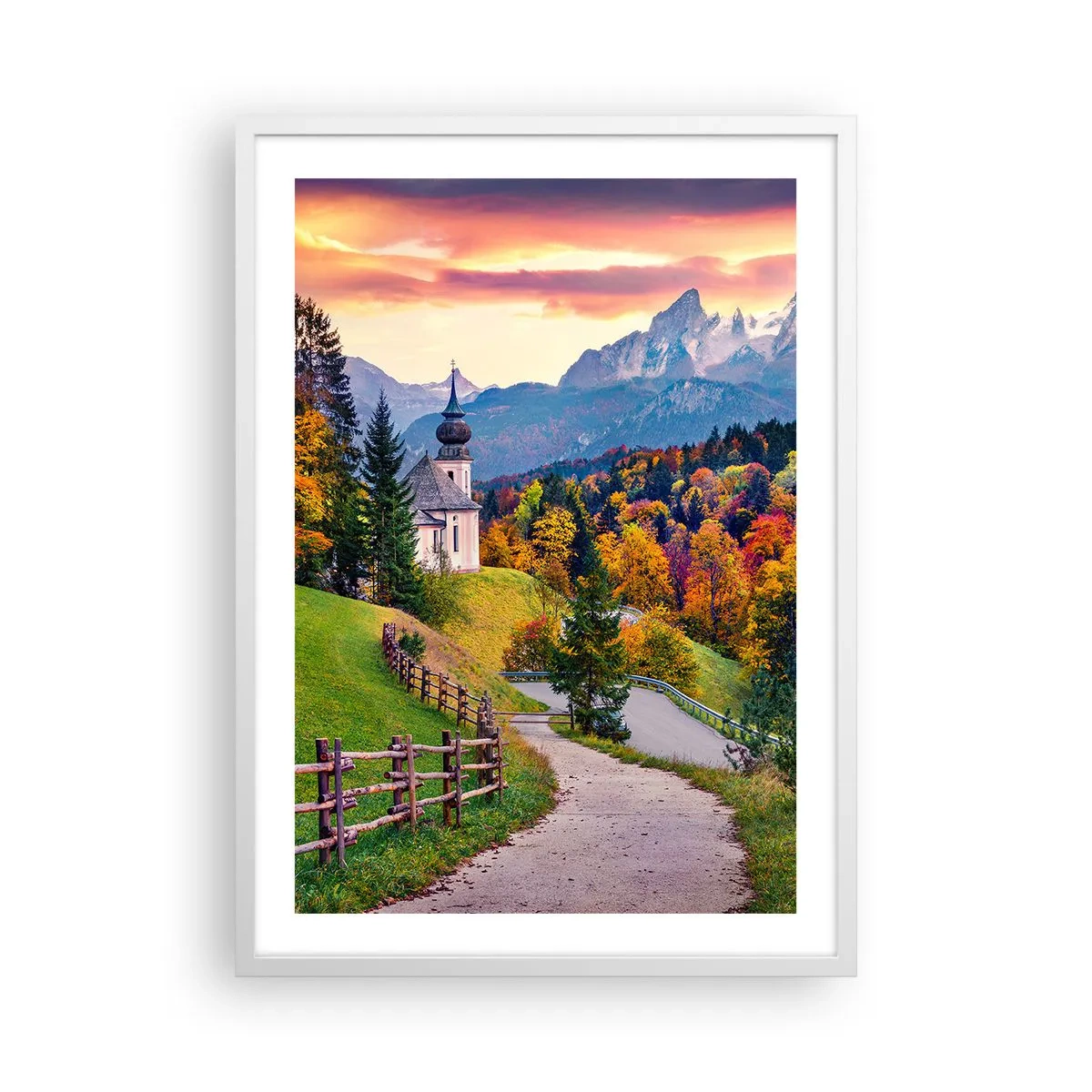 Póster en marco blanco - Paisaje como una pintura - 50x70 cm