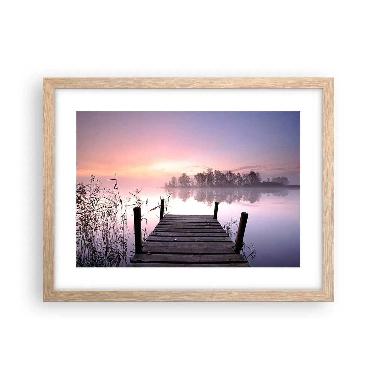 Póster en marco roble claro - De la niebla lila... - 40x30 cm