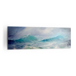 Cuadro sobre lienzo - Impresión de Imagen - Olas fuertes en el océano - 160x50cm - La fuerza del viento - Decoración de pared moderna para salón y dormitorio ARTTOR
