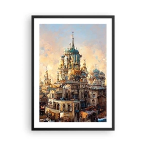 Póster en marco negro - Arquitectura monumental en colores cálidos - 50x70cm - Una ciudad de ciudades - Decoración de pared moderna para salón y dormitorio ARTTOR