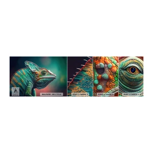 Muestra de fotomural autoadhesivo Deluxe Sticker - ¿Puedes verme? No está bien... - Camaleón, animales, Reptil - 100x30 cm