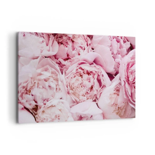 Cuadro sobre lienzo - Impresión de Imagen - Un primer plano de un ramo de peonías rosas. - 100x70cm - Cálido y fragante - Decoración de pared moderna para salón y dormitorio ARTTOR