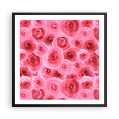 Póster en marco negro - Rosas abajo y arriba - 60x60 cm