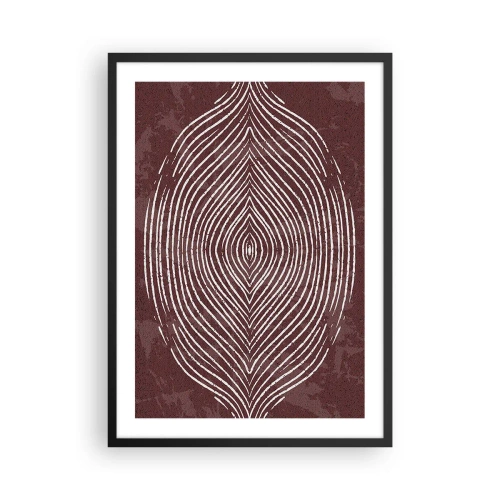 Póster en marco negro - Un patrón hipnótico de líneas blancas sobre un fondo marrón. - 50x70cm - El espacio habla - Decoración de pared moderna para salón y dormitorio ARTTOR