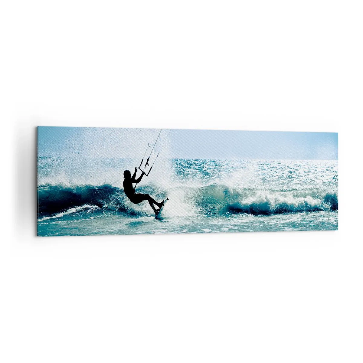 Cuadro sobre lienzo - Impresión de Imagen - Kitesurfista montando una ola a pleno sol - 160x50cm - Déjate llevar - Decoración de pared moderna para salón y dormitorio ARTTOR