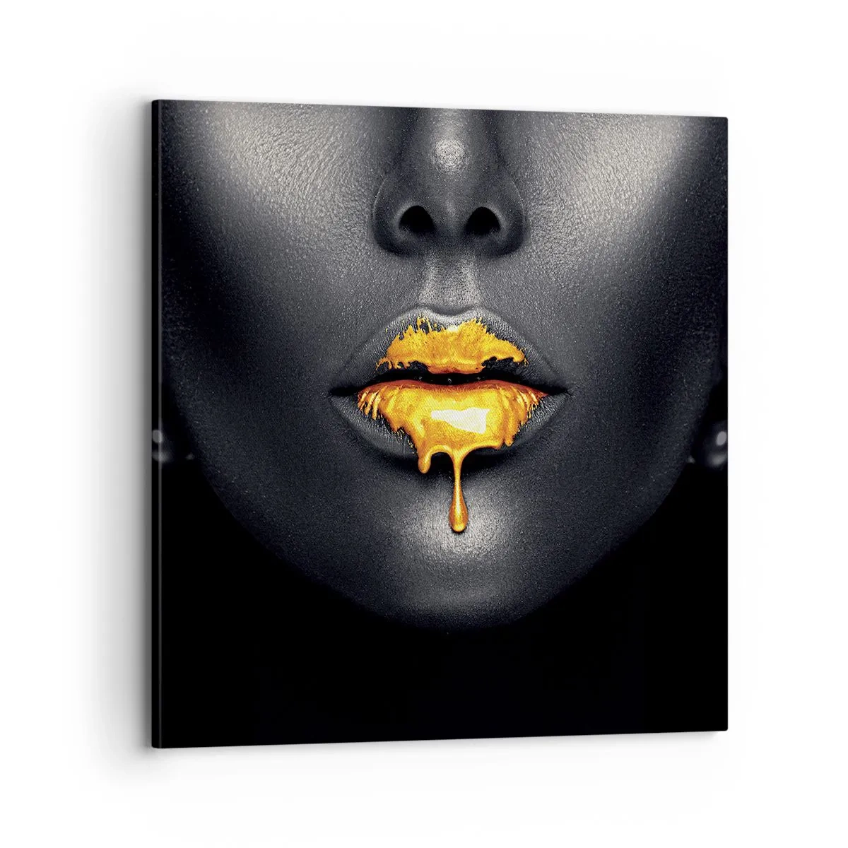 Cuadro sobre lienzo - Impresión de Imagen - Labios de oro - 70x70 cm