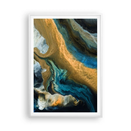 Póster en marco blanco - Azul - amarillo - influencia mutua - 70x100 cm