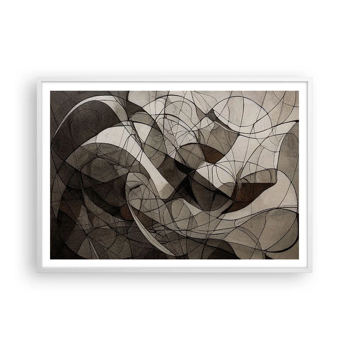 Póster en marco blanco - Circulación en colores tierra - 100x70 cm