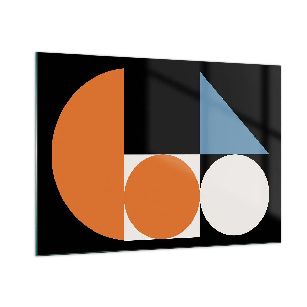 Cuadro sobre vidrio - Impresiones sobre Vidrio - Figuras geométricas en disposición abstracta - 100x70cm - Diseño con figuras - Decoración de pared moderna para salón y dormitorio ARTTOR