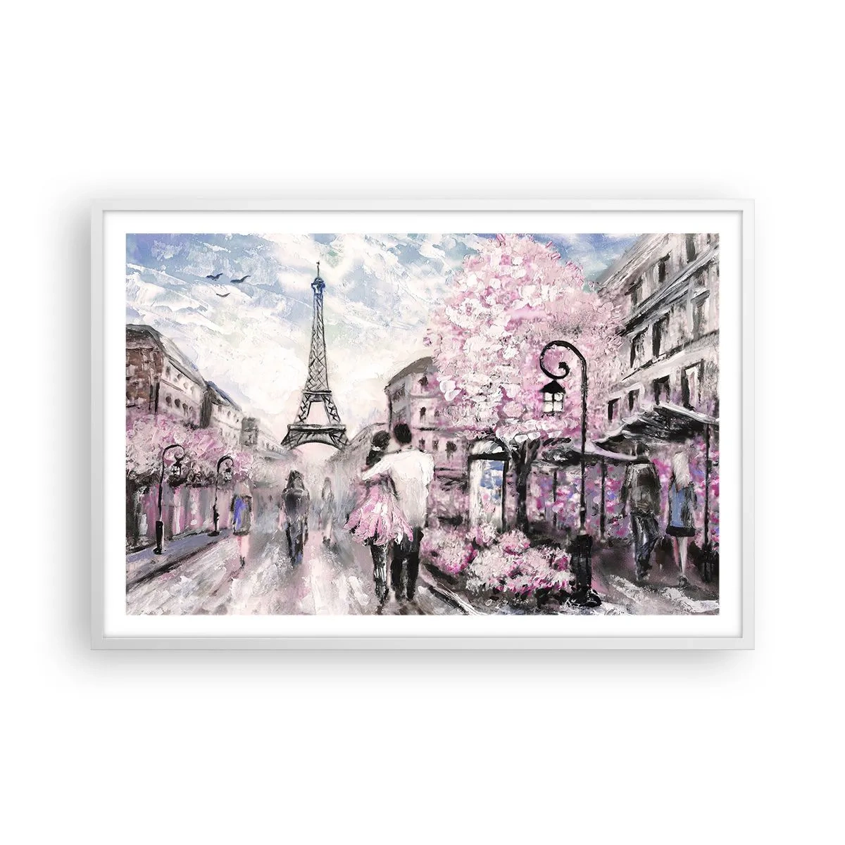 Póster en marco blanco - La ciudad del amor - 91x61 cm