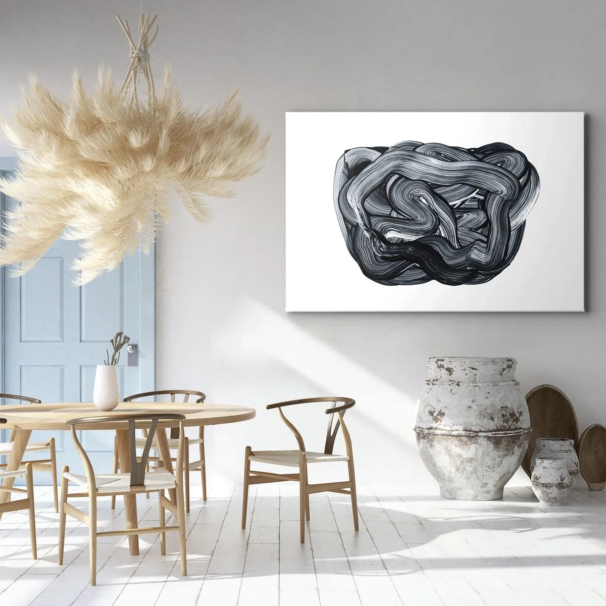 Cuadro sobre lienzo - Impresión de Imagen - Composición abstracta en tonos de gris - 70x50cm - No es tan sencillo - Decoración de pared moderna para salón y dormitorio ARTTOR