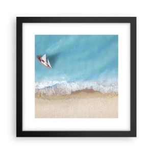 Póster en marco negro - Frontera celeste y dorada - 30x30 cm