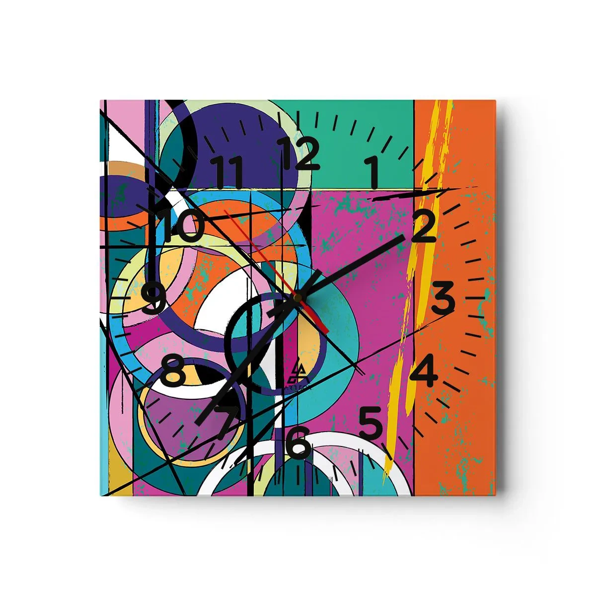Reloj de pared - Reloj de vidrio - Círculo sobre círculo - 30x30 cm