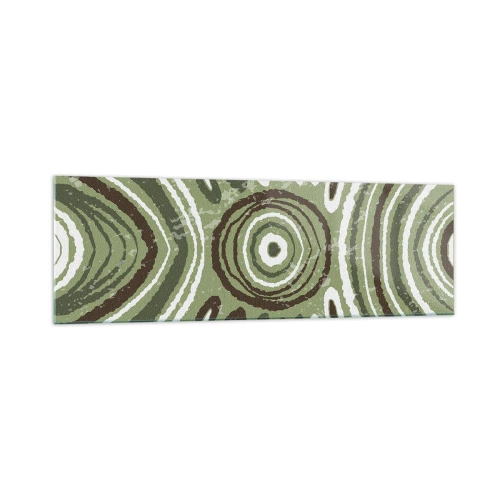 Cuadro sobre vidrio - Impresiones sobre Vidrio - Patrones abstractos en tonos verdes y marrones. - 160x50cm - Explosión de emociones - Decoración de pared moderna para salón y dormitorio ARTTOR