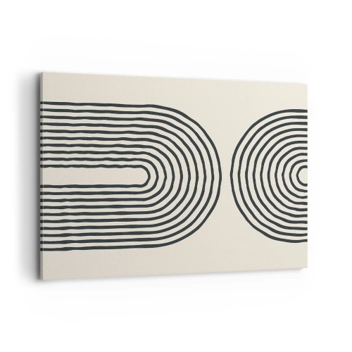 Cuadro sobre lienzo - Impresión de Imagen - Patrón geométrico abstracto con líneas simétricas sobre un fondo claro. - 100x70cm - Próximamente... - Decoración de pared moderna para salón y dormitorio ARTTOR