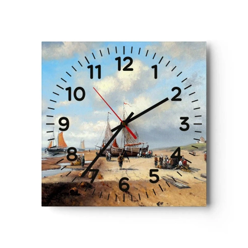 Reloj de pared - Reloj de vidrio - Después de una pesca exitosa - 40x40 cm