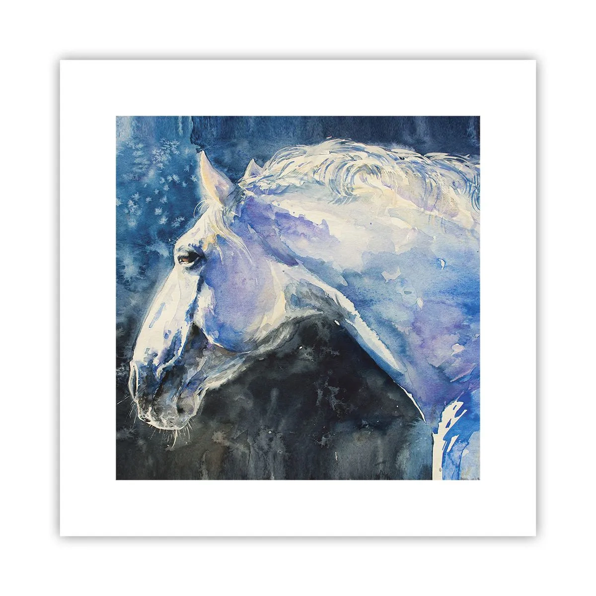 Póster - Retrato en un resplandor azul - 30x30 cm
