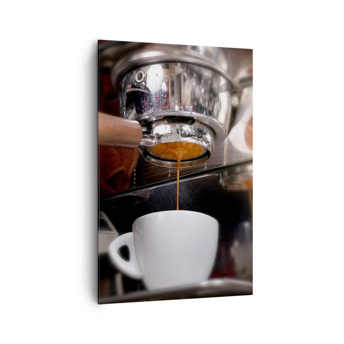 Cuadro sobre lienzo - Impresión de Imagen - Primer plano de una máquina de café preparando una dosis fresca de espresso - 80x120cm - El mejor momento del día - Decoración de pared moderna para salón y dormitorio ARTTOR