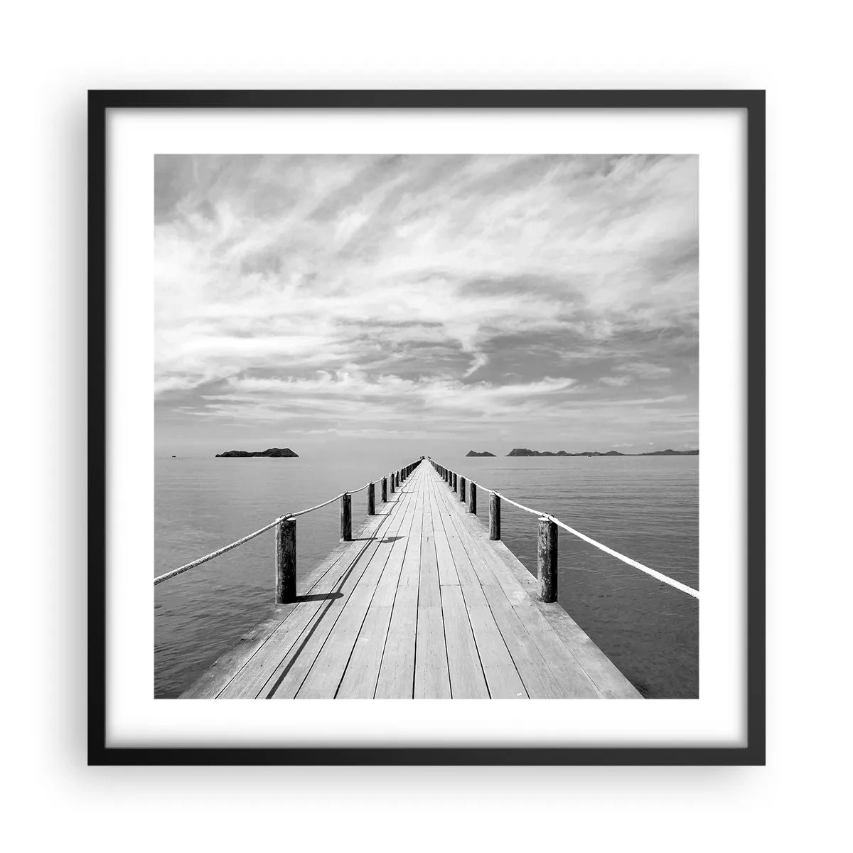 Póster en marco negro - Hora de viajar - 50x50 cm