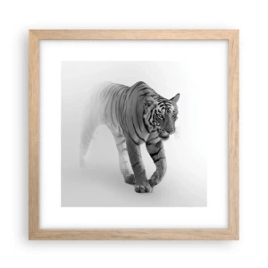 Póster en marco roble claro - Siempre alerta entre la niebla - 30x30 cm