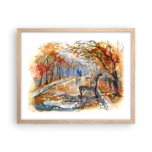 Póster en marco roble claro - Caminemos juntos hacia el otoño - 50x40 cm