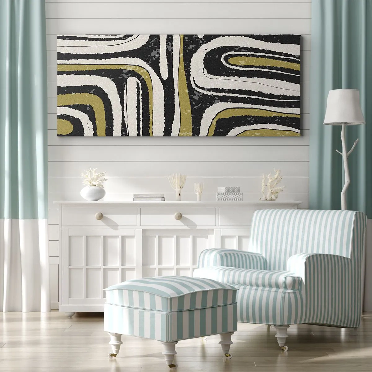 Cuadro sobre lienzo - Impresión de Imagen - Composición: tramos y callejones - 90x30 cm