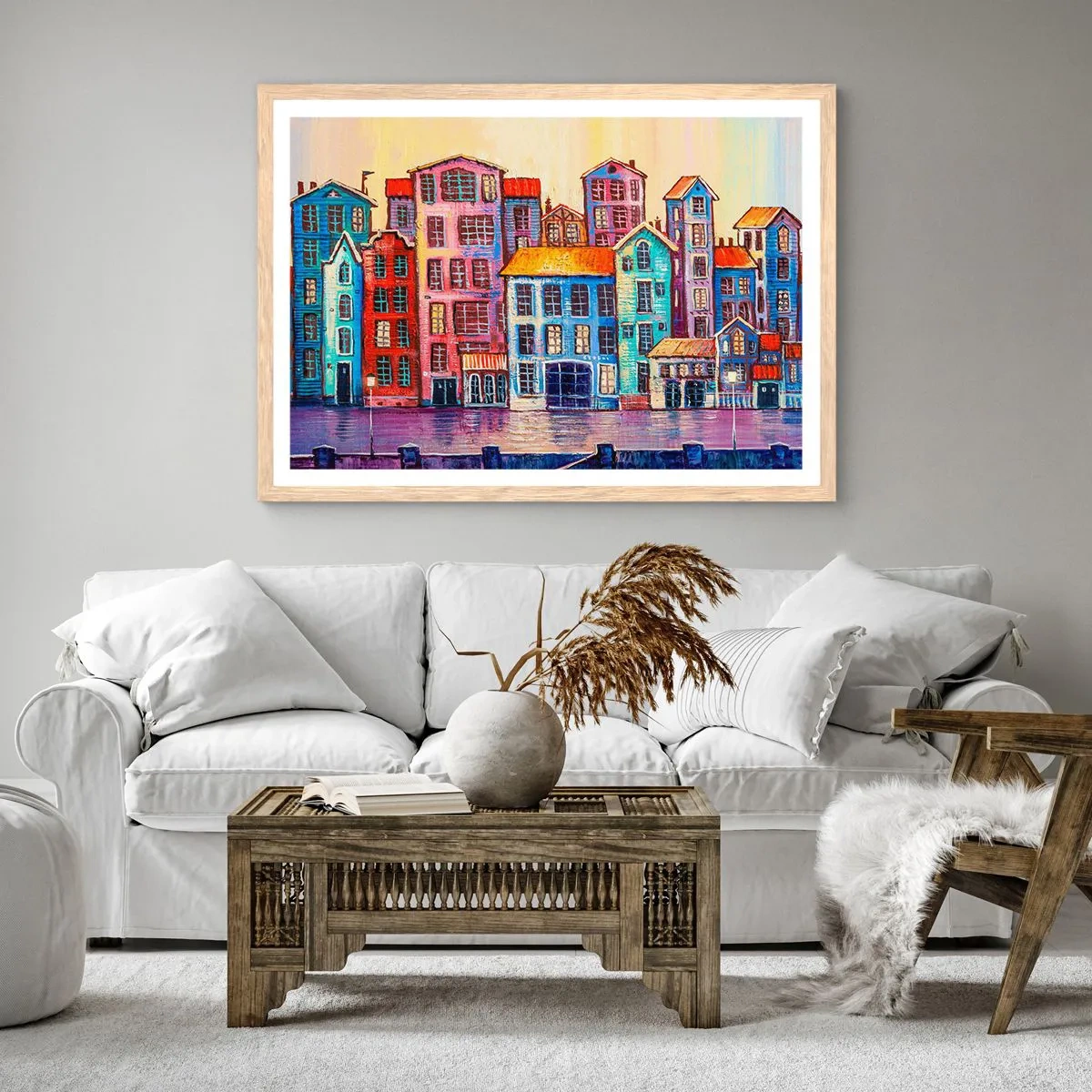 Póster en marco roble claro - Una ciudad como un cuento de hadas - 40x30 cm