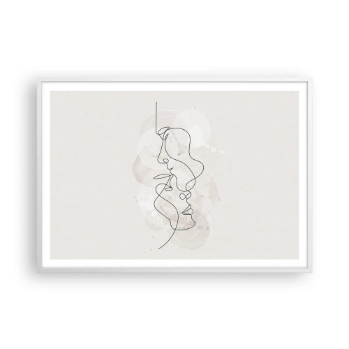 Póster en marco blanco - En un abrazo - 100x70 cm