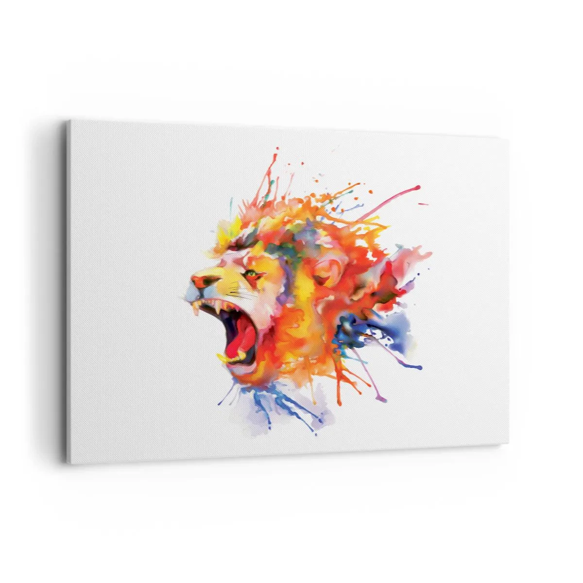 Cuadro sobre lienzo - Impresión de Imagen - Retrato colorido de un león en un estilo dinámico. - 100x70cm - Estallar de ira - Decoración de pared moderna para salón y dormitorio ARTTOR