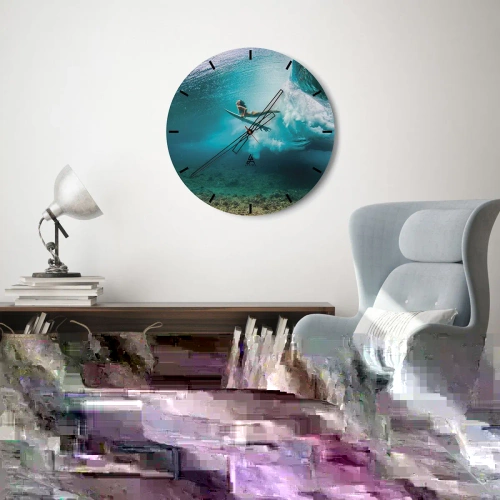 Reloj de pared - Reloj de vidrio - Mundo submarino - 40x40 cm