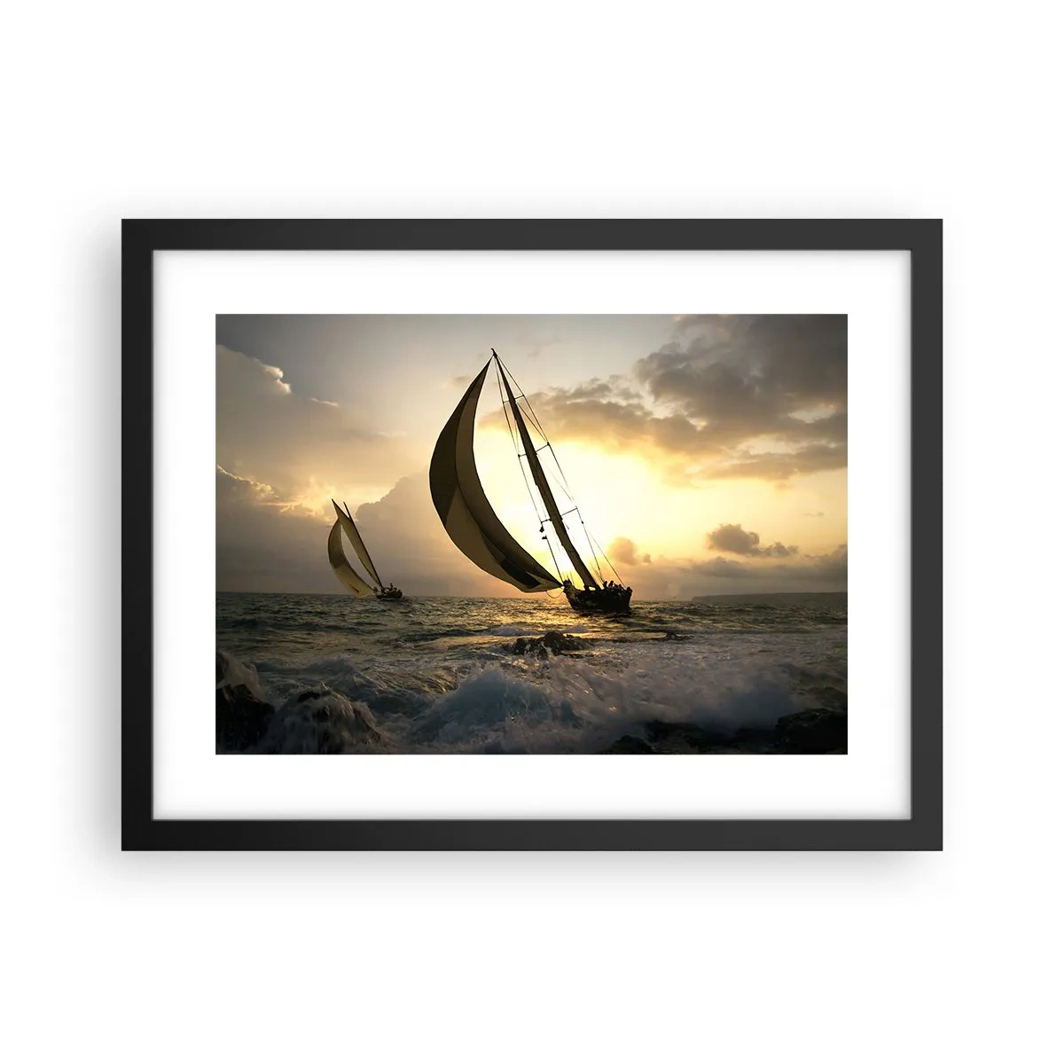 Póster en marco negro - En contra y a favor del viento - 40x30 cm