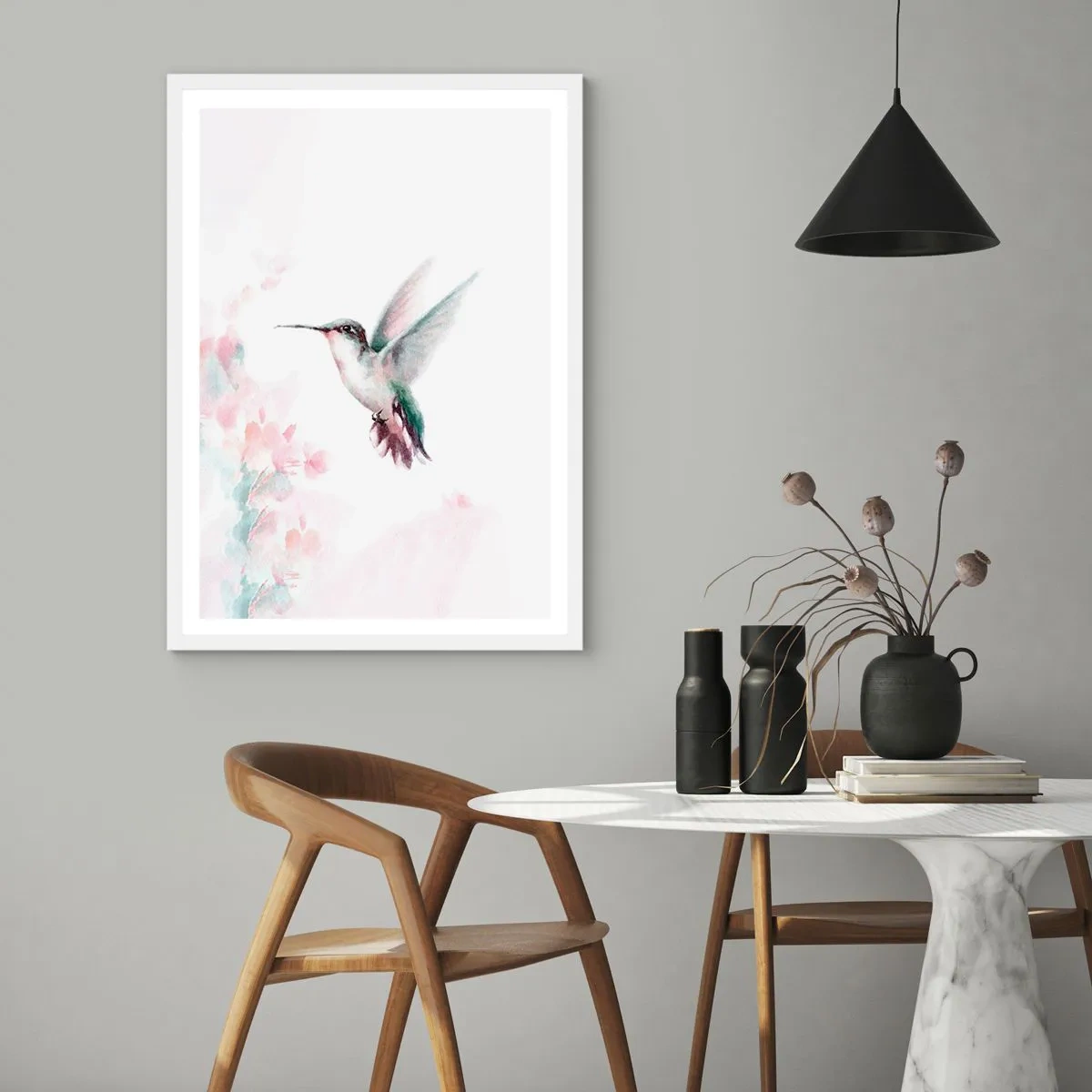 Póster en marco blanco - Plasmando el aleteo - 70x100 cm