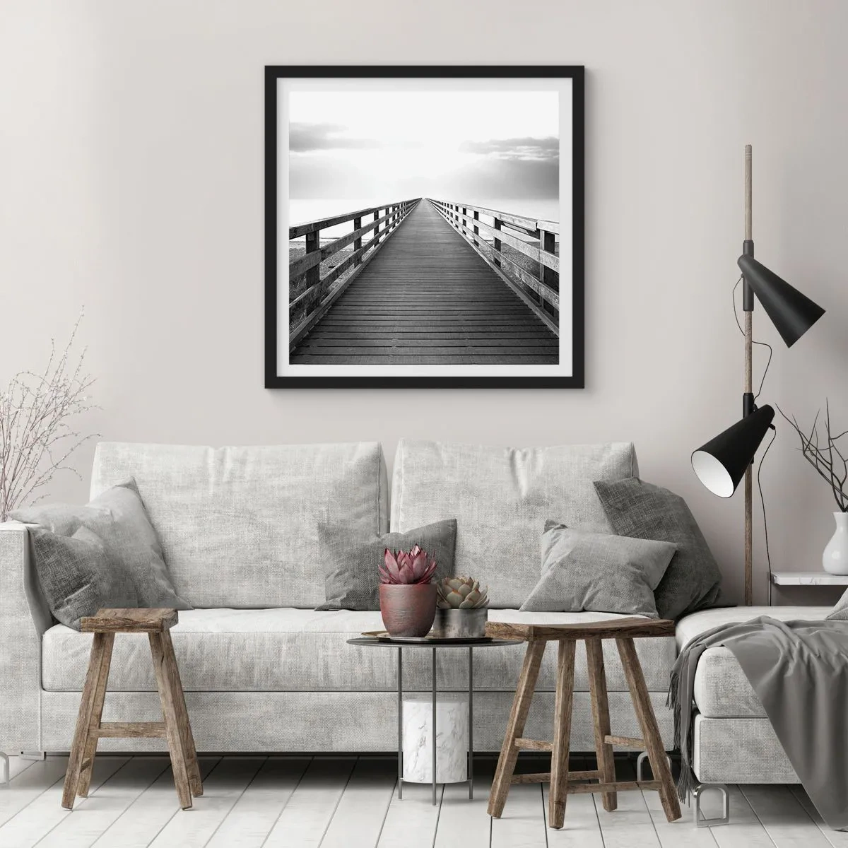 Póster en marco negro - En la distancia... - 30x30 cm