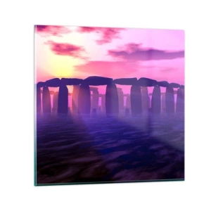 Cuadro sobre vidrio - Impresiones sobre Vidrio - Misterio al amanecer en la niebla - 30x30 cm