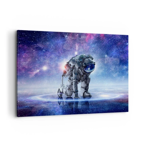 Cuadro sobre lienzo - Impresión de Imagen - Astronauta en un paisaje galáctico - 100x70cm - Cielo estrellado sobre mí - Decoración de pared moderna para salón y dormitorio ARTTOR