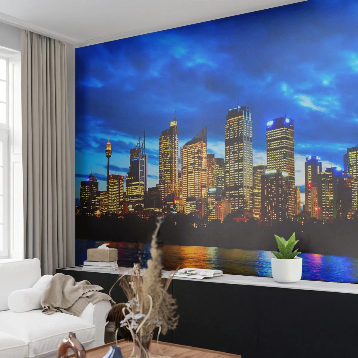 Fotomural Premium Canvas - Noche de luces y colores - Ciudad, Sídney, Arquitectura - 250x175 cm
