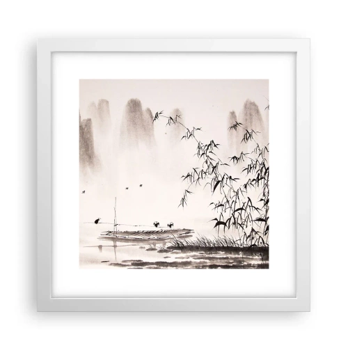 Póster en marco blanco - El silencio de los arrozales - 30x30 cm