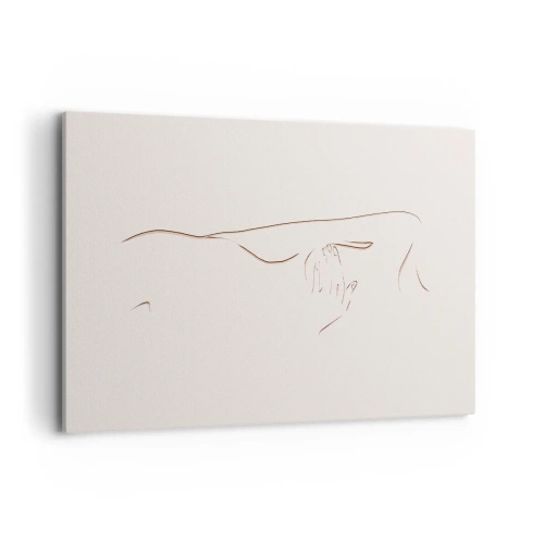 Cuadro sobre lienzo - Impresión de Imagen - Un dibujo lineal sutil de una silueta sobre un fondo claro. - 100x70cm - La forma del deseo - Decoración de pared moderna para salón y dormitorio ARTTOR