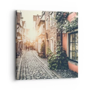 Cuadro sobre lienzo - Impresión de Imagen - El callejón de las rosas - 30x30 cm