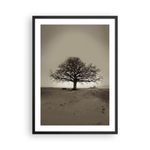 Póster en marco negro - Un árbol solitario en un paisaje sepia vacío. - 50x70cm - De aquí a la eternidad - Decoración de pared moderna para salón y dormitorio ARTTOR