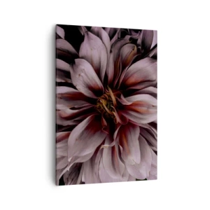 Cuadro sobre lienzo - Impresión de Imagen - Detalle de primer plano de una flor grande en colores sutiles. - 50x70cm - Corazón floral - Decoración de pared moderna para salón y dormitorio ARTTOR