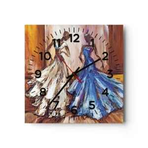 Reloj de pared - Reloj de vidrio - Un elegante dúo - 40x40 cm