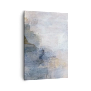 Cuadro sobre lienzo - Impresión de Imagen - Manchas abstractas sutiles en tonos azules y beige - 50x70cm - Tonos de color - Decoración de pared moderna para salón y dormitorio ARTTOR