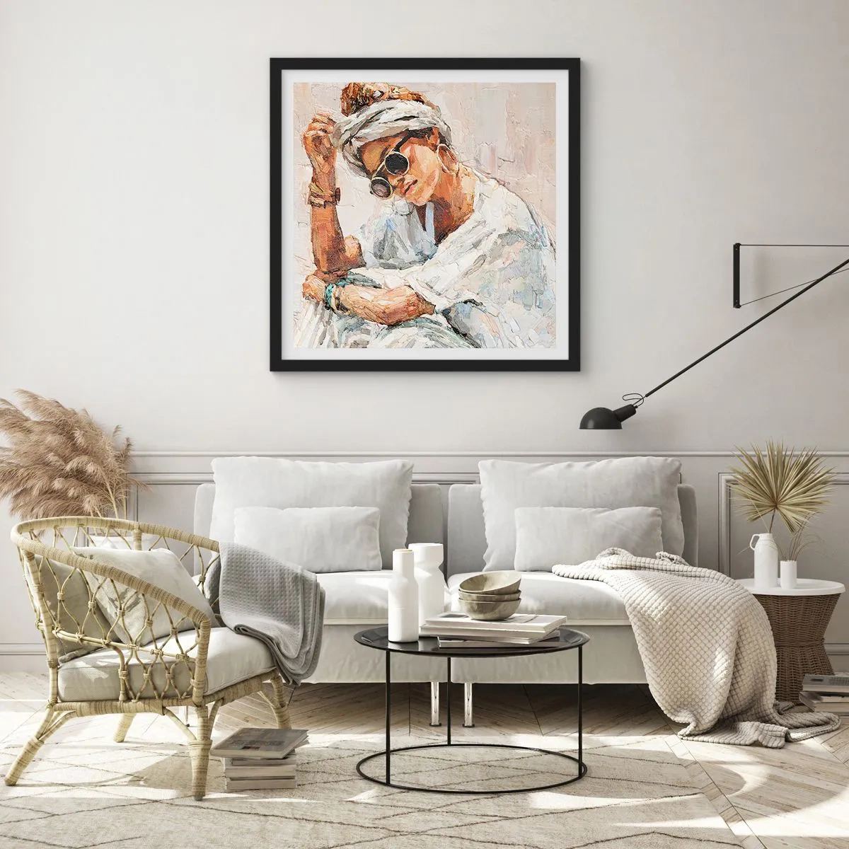 Póster en marco negro - Retrato a pleno sol - 50x50 cm