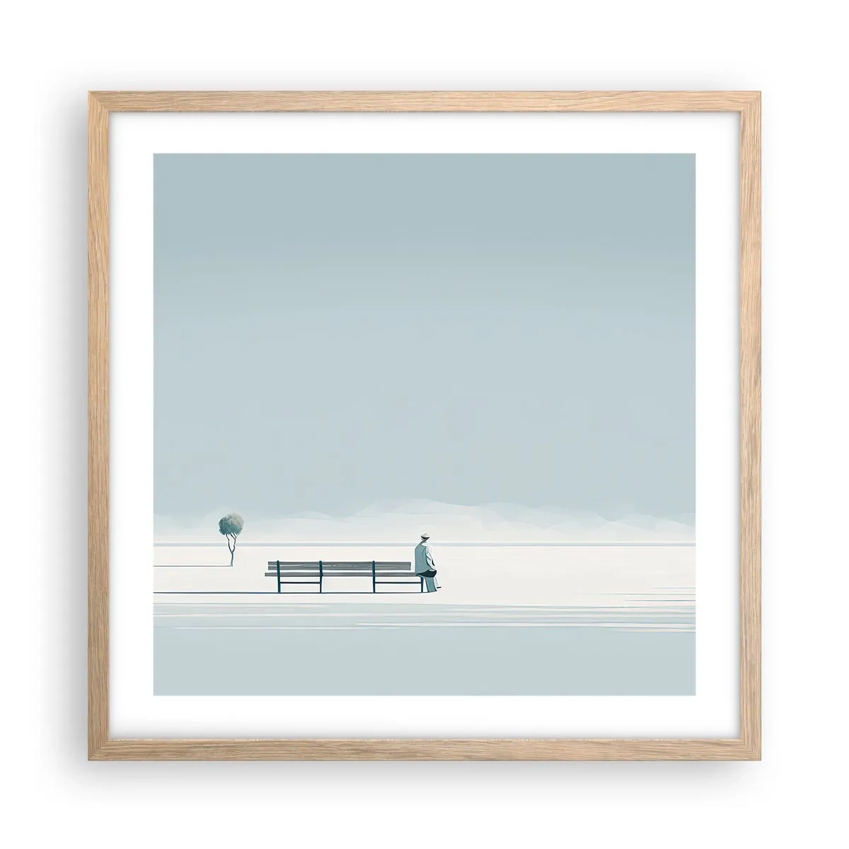 Póster en marco roble claro - Sí, estoy esperando - 50x50 cm