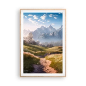 Póster en marco roble claro - Valle idílico - 61x91 cm